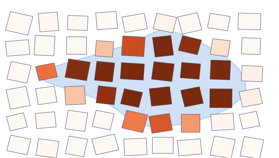 Portfolio parcels shaded by their share inside a flood extent